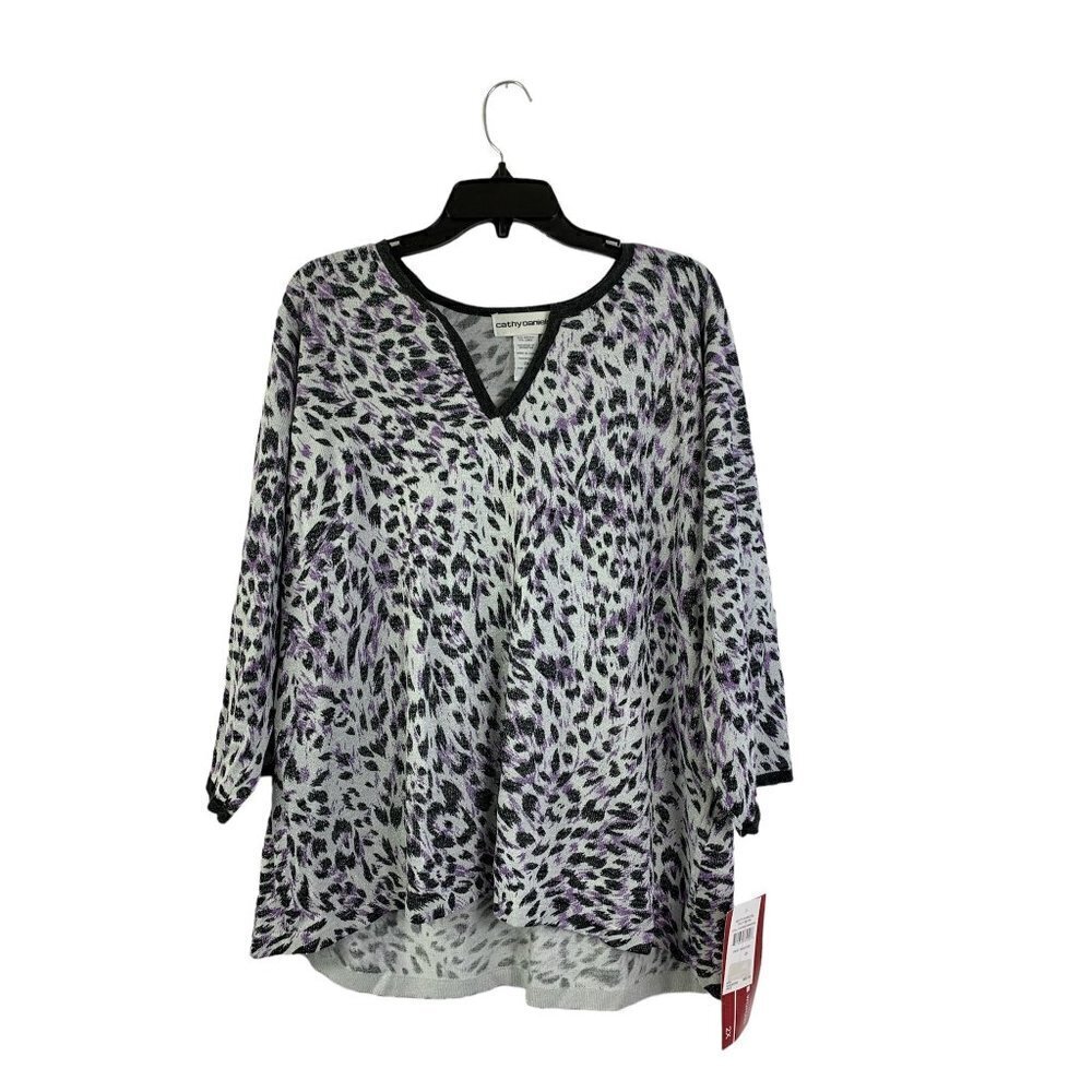 Cathy Daniels Misty Charcoal Animal Print Sweater